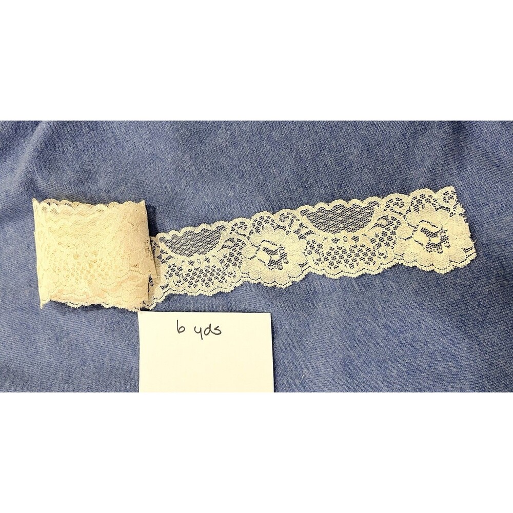2-1/4 Inch Off White Lace Embroidery Trim Beige Sewing Crafts 6 Yds